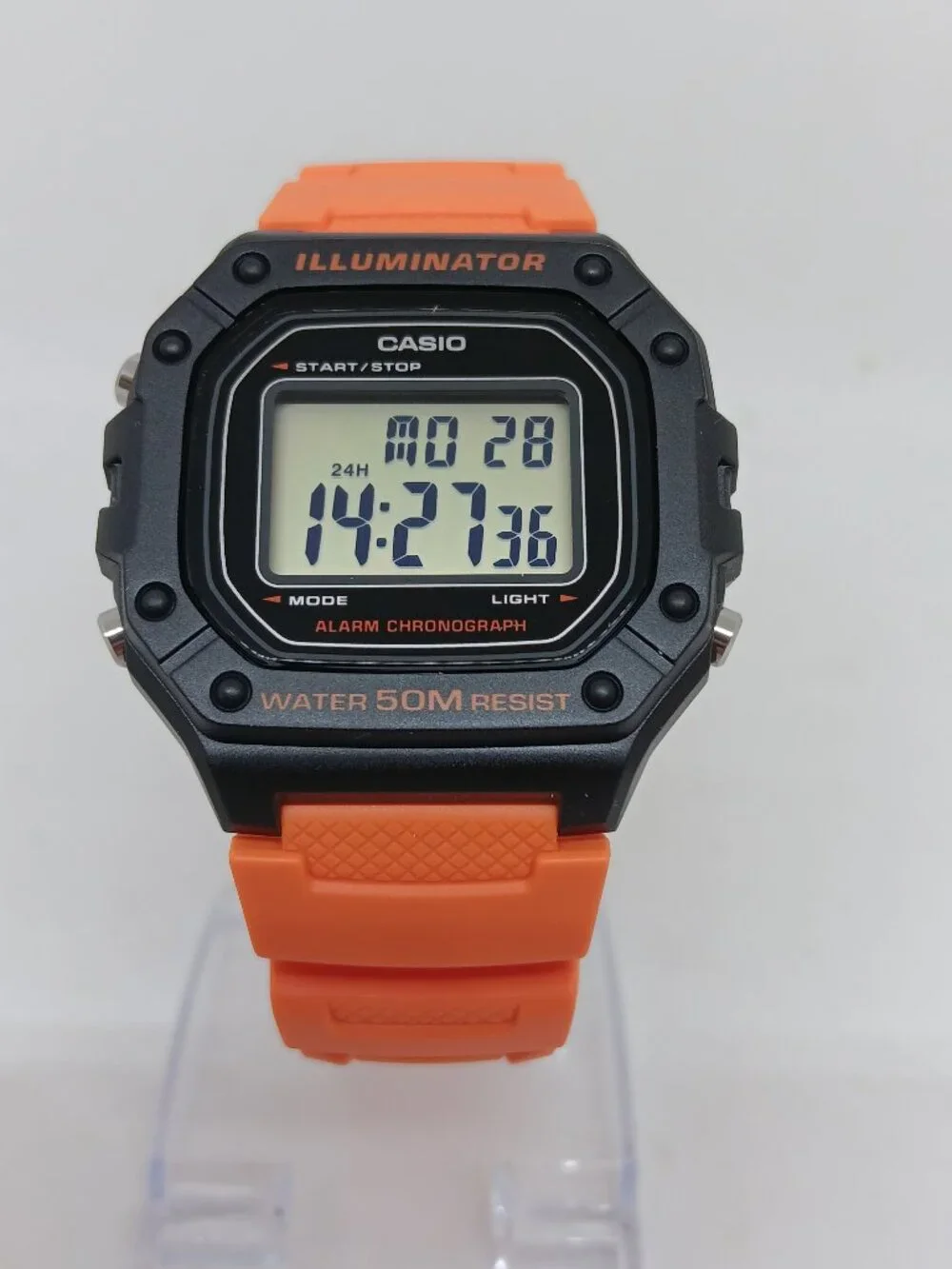 Casio W218H-4B2V [mod 3224] Men's 43mm x 40mm Orange Resin Band Digital Watch